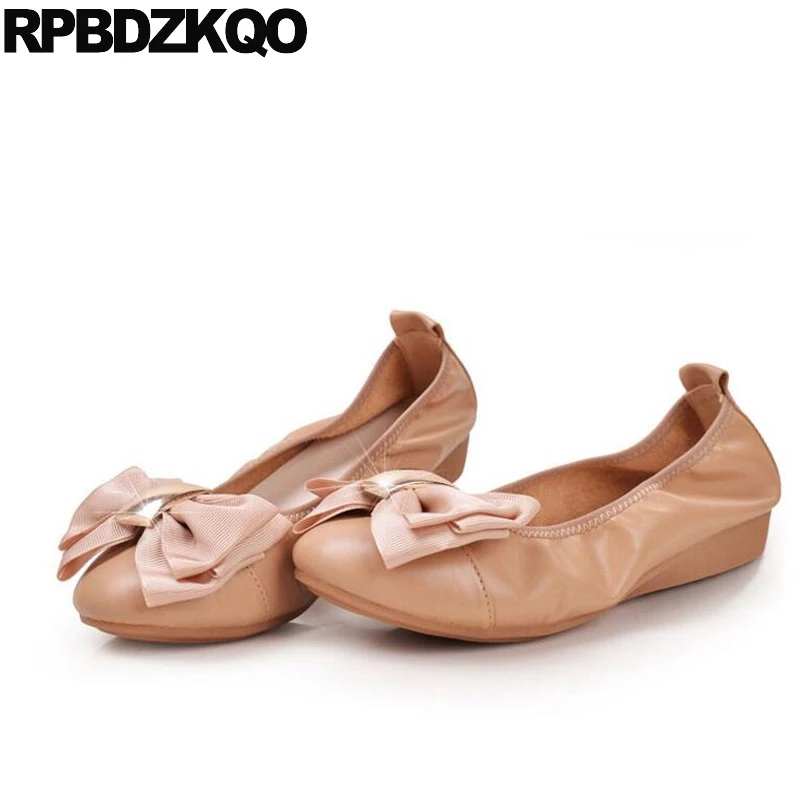 плоские обнаженный свернуть 10 обувь милый Большой размер 11 лук Складные балетные