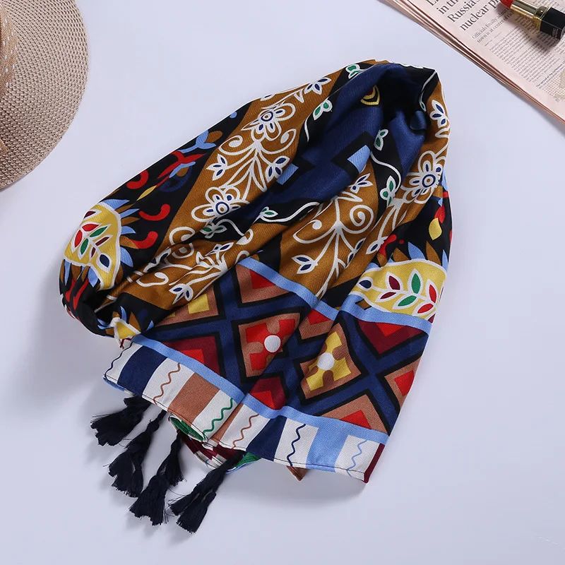 Женский хлопковый шарф этнический особый дизайн длинная шаль яркого цвета