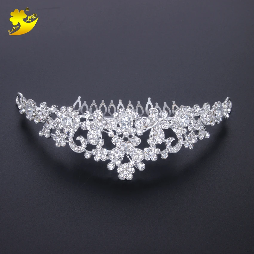 Xinyun тиары и короны с расческой женские украшения для волос хрустальные