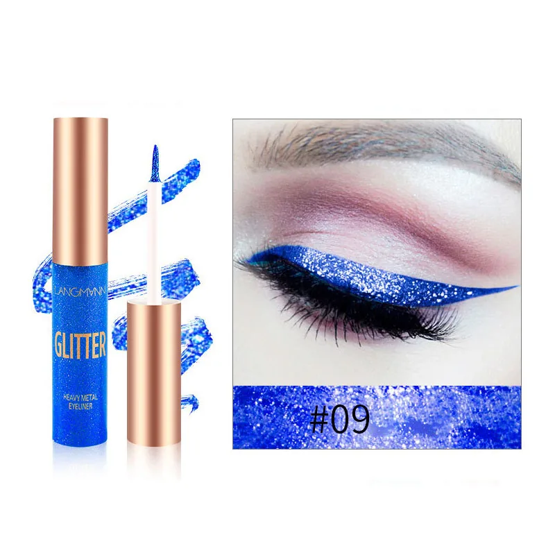 Подводка для глаз с блестками натуральная зеркальная Мерцающая жидкая подводка