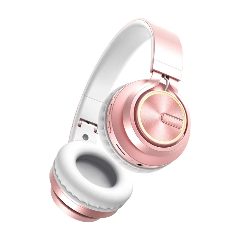Rose Gold B6 Беспроводной наушники Bluetooth Hi-Fi стерео наушники Складная гарнитура светодиодный светильник наушники с HD микрофон для мобильного телефона Tv tablet - Цвет: Rose Gold