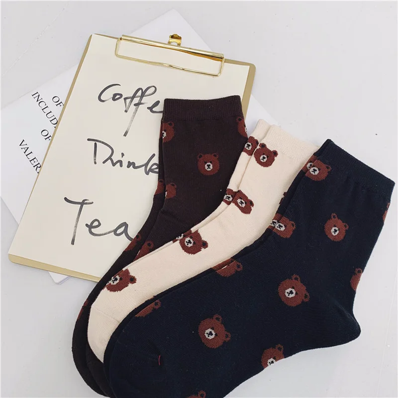 2019 Новинка осени Японский Корейский красивый мультяшный медведь носки с