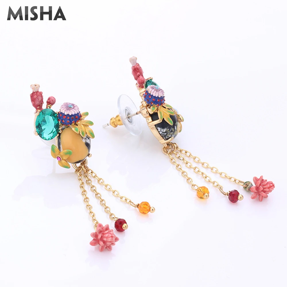 Женские серьги кактус MISHA модные с эмалированной глазурью для вечеринок