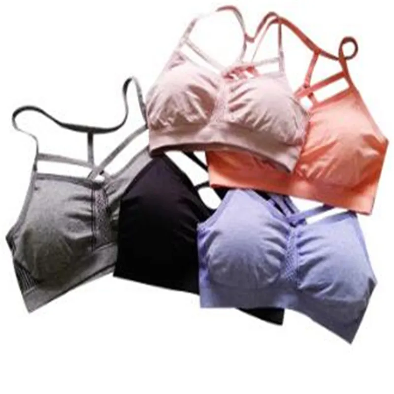 100pcs/Women Custom Sport High Quality ladies beautiful bra sexy design Black stretch running bra with a nice back