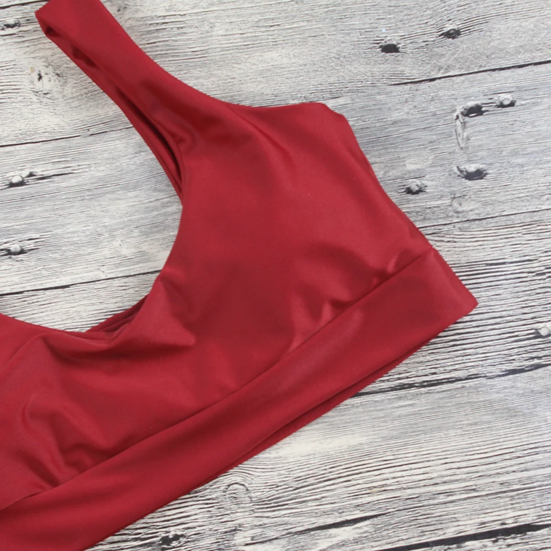 Комплект бикини с узелками красный глубоким вырезом высокой талией ed для женщин