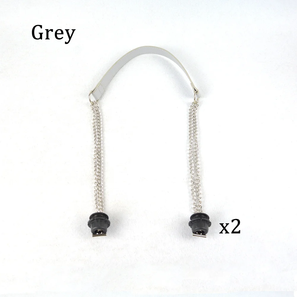 Grey Huntfun/Новинка, 1 пара, Obag, серебряная, длинная, Двойная Цепочка, с пряжкой, ручки с черным винтом, для Obag, EVA, женская сумка, сумка через плечо - Цвет: Grey