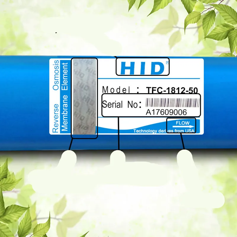 

2pcs Applicable HID Reverse Osmosis RO Membrane TFC-1812-50G Filter Household Water Purifier Direct Drinking Water Purifier