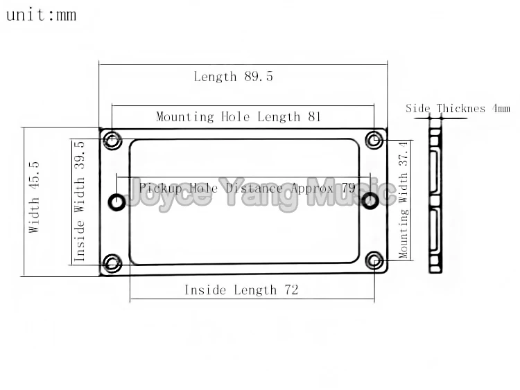 Плоский металлический хамбакер Niko 1 комплект из 2 шт. высота 4 мм толщина хром с 8