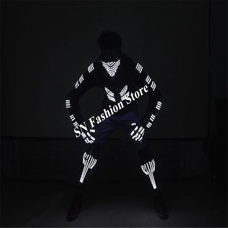 Светодиодные костюмы для бальных танцев L99 Яркий светящийся робот костюм Одежда