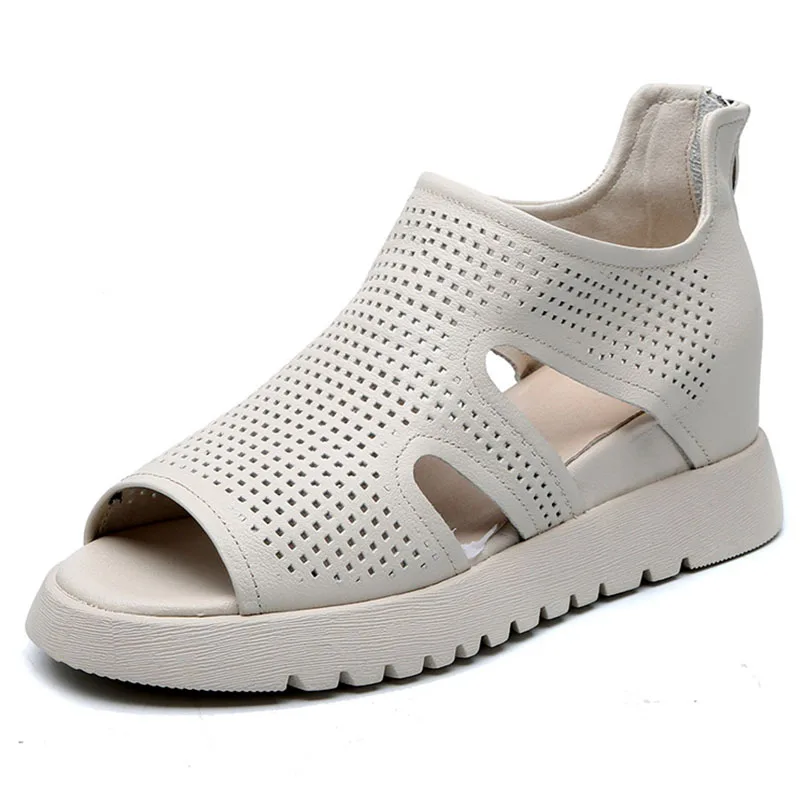 Женские кожаные сандалии с открытым носком коллекция 2019 года Летняя обувь