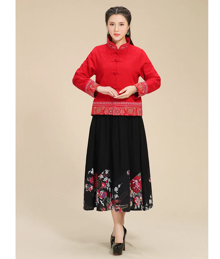 KYQIAO женские юбки faldas mujer moda Женская Осенняя Весенняя Мехико стиль этнический дизайн Длинная черная юбка миди с вышивкой