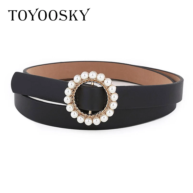 Роскошные женские ремни TOYOOSKY из искусственной кожи с жемчужной пряжкой со