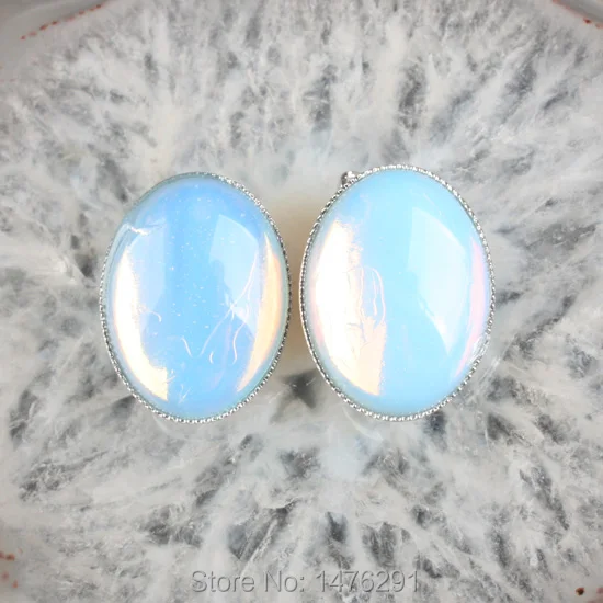 Женские овальные серьги-гвоздики розовый кварцевый кристалл оникс Фиолетовый