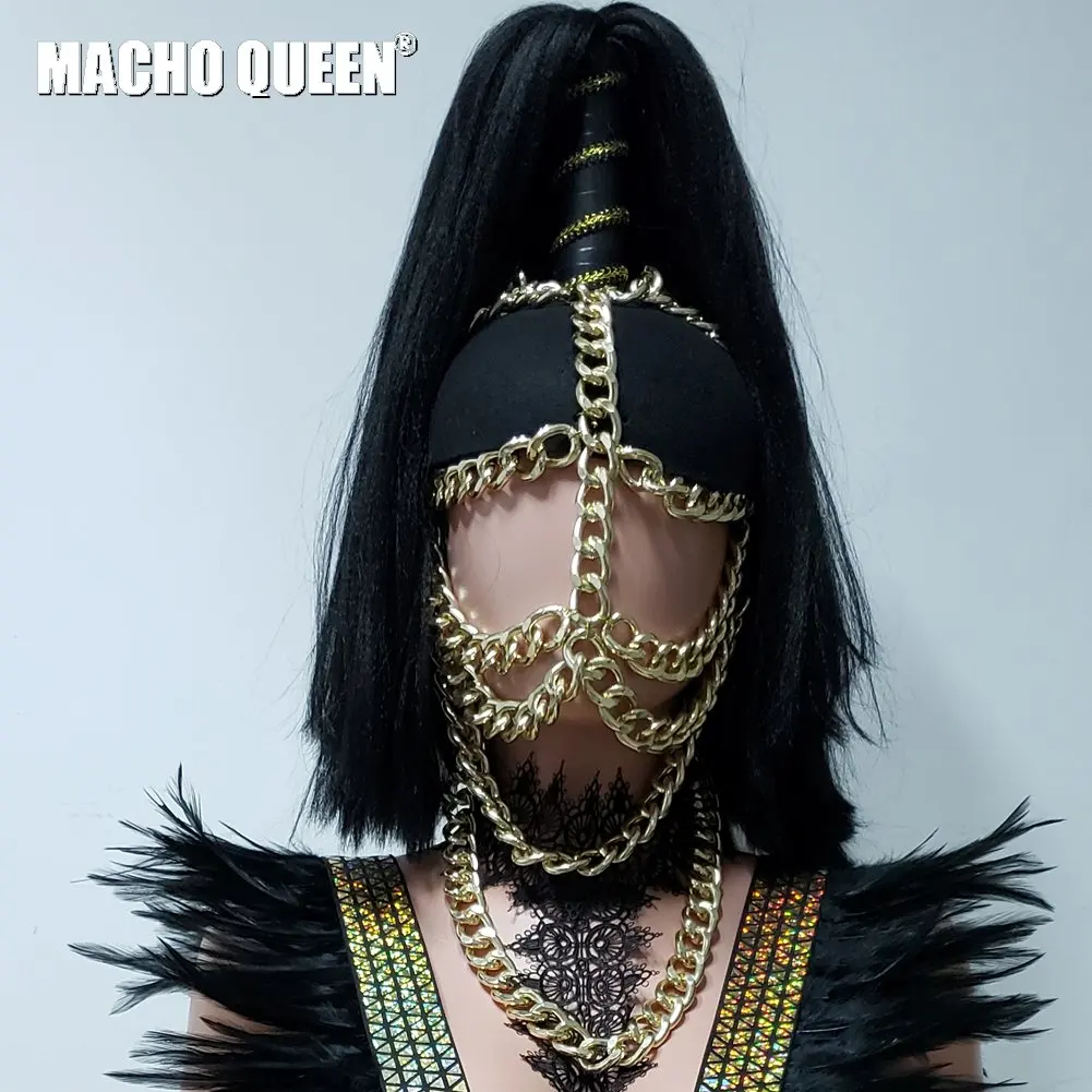 mask Черный перо Хэллоуин Drag queen костюмы голографический боди комбинезон певица сценическое шоу Подиум Женская одежда для вечеринок - Цвет: mask