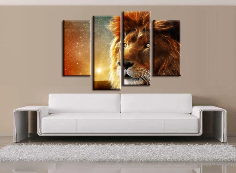 4 шт. Большой размер Печать Картина маслом Король Лев настенная живопись Декор