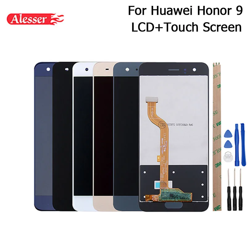 Alesser для huawei Honor 9 lcd дисплей и сенсорный экран 5 15 дюймов с инструментами + клей