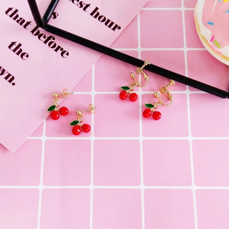Милые маленькие серьги-вишни в форме ростков изысканные модные серьги для