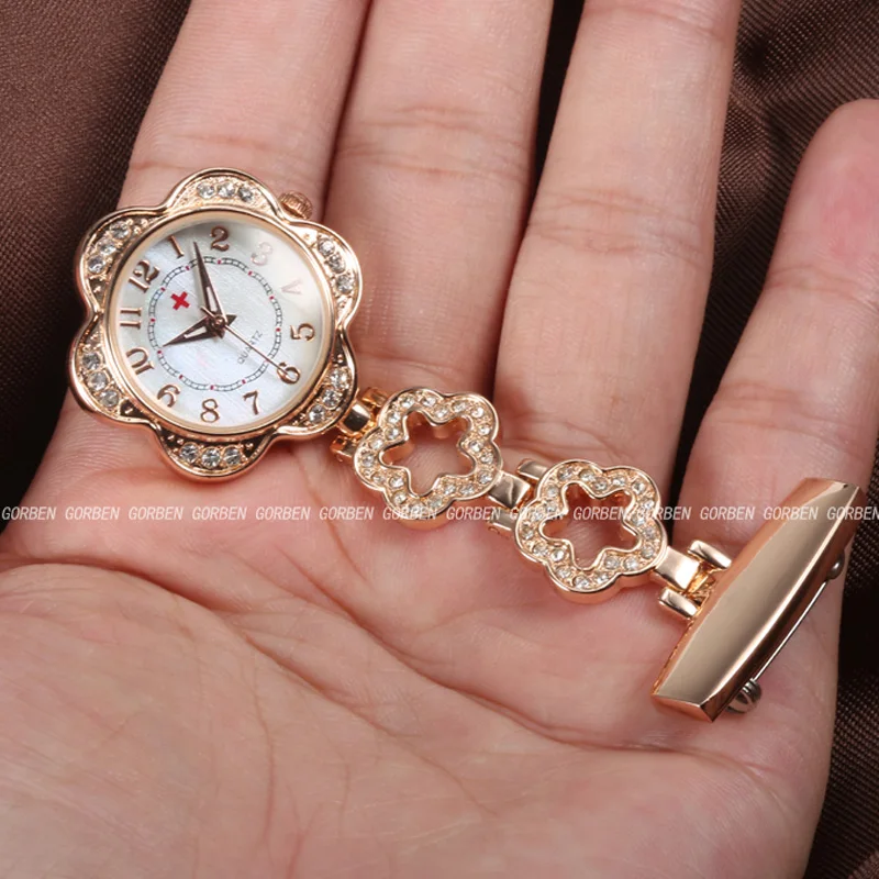 Подарок для докторов брелок медсестры часы с кристаллами брошка карманные из