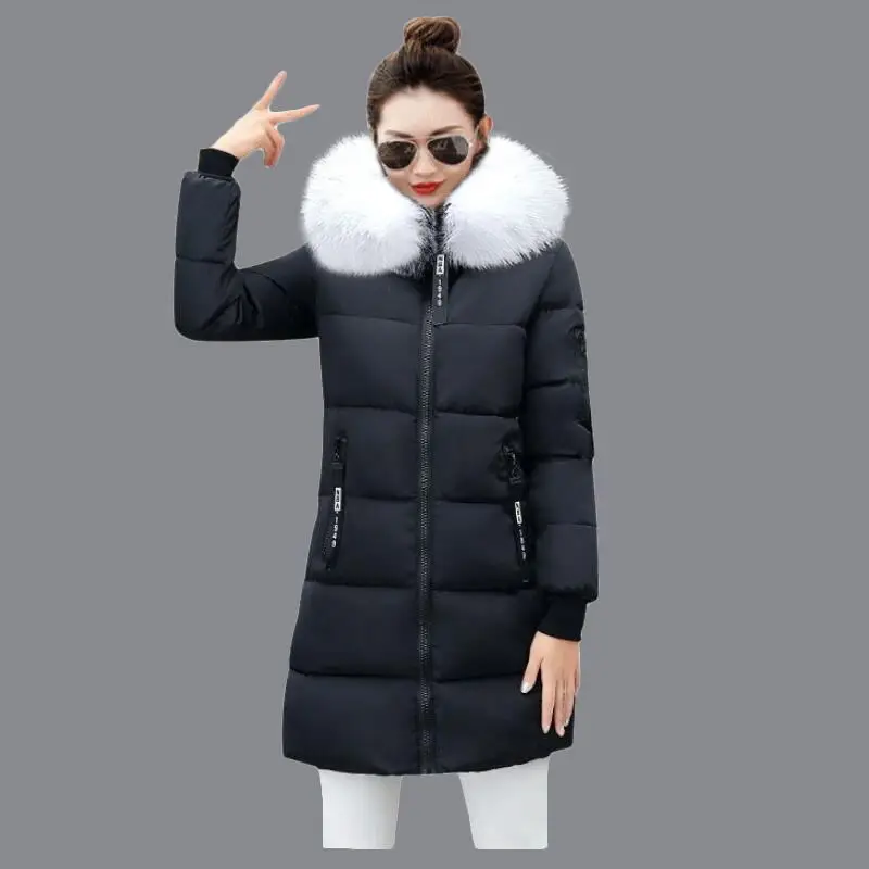 Женские зимние куртки и пальто 4 вида цветов стеганые с капюшоном большим