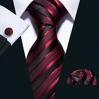 new male luxury neck tie for men business red striped 100 silk tie set barry wang fashion design neckwear dropshipping ls 5022