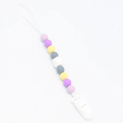 Purple Красочные силиконовые круглые бусины клипсы для соски с цепочкой на ремешке милые чупеты соски поводки ремень для анти падение ребенка кормления - Цвет: Purple