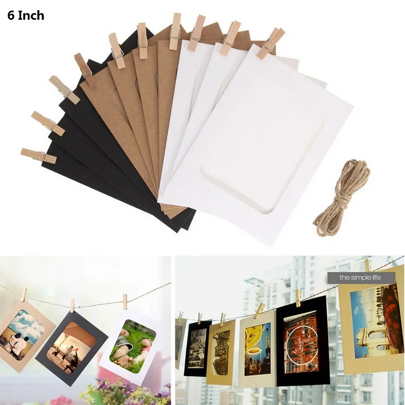 6 inch 3/5/6 дюймов DIY Комбинации 10 шт. Свадебная фоторамка с 10 шт. зажимы высокой плотностей для DIY подвесная Настенная картина альбом крафт украшение дома - Цвет: 6 inch