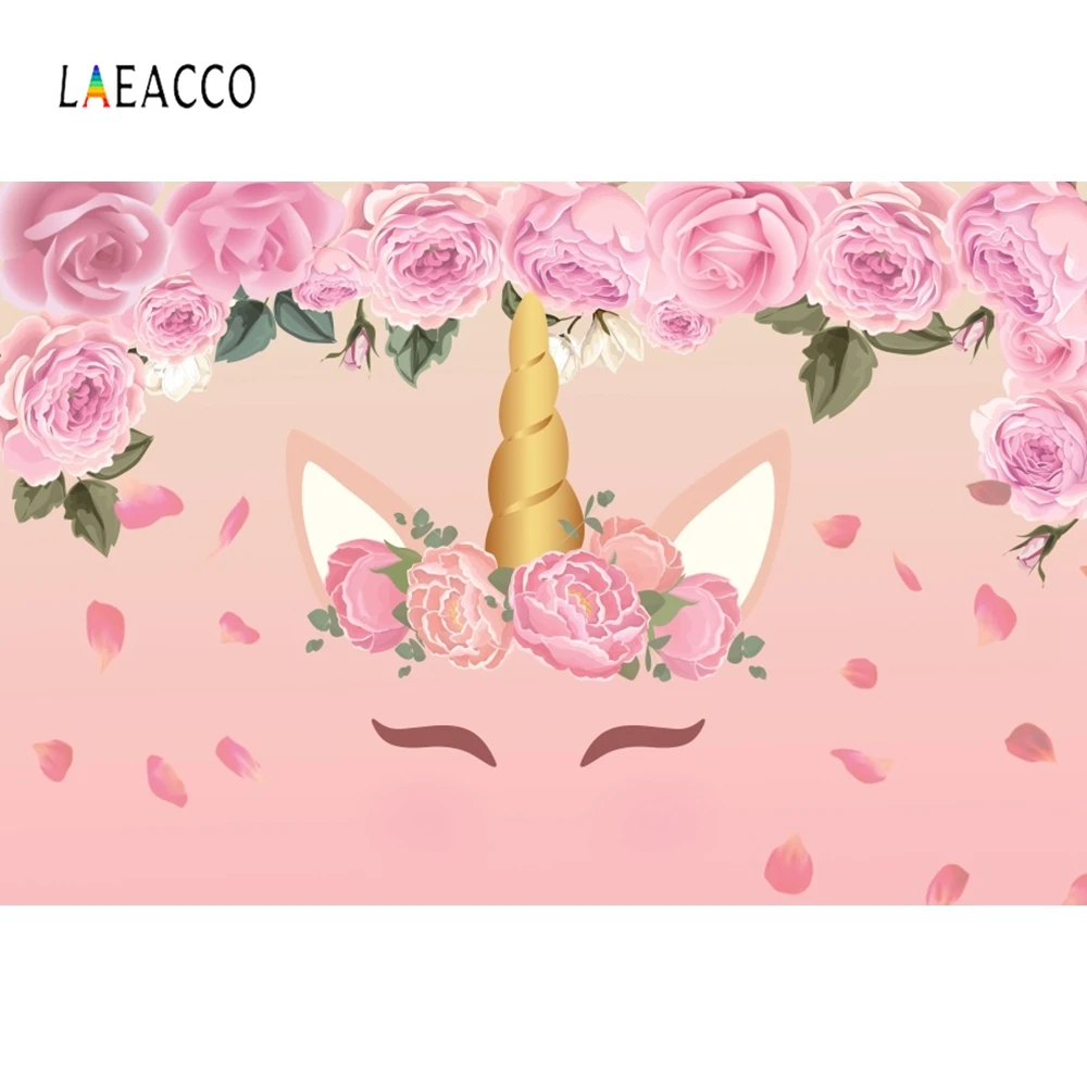 Фотофоны Laeacco с изображением единорога цветных облаков звезд детских фотографий