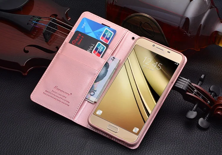 Чехол книжка для Samsung Galaxy C5 C7 C9 Pro мягкий чехол из искусственной кожи с подставкой