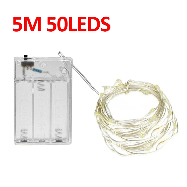 5M 50LED Copper Wire DIY украшения для свадебной вечеринки светодиодные гирлянды Рождественские огни Новогодние рогатки Праздничная лампа фото клип wesele dekoracje - Цвет: 5M 50LED Copper Wire