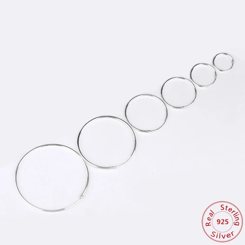 Женские винтажные серьги кольца большие круглые из стерлингового серебра 925