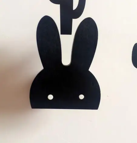 Bunny black Деревянные мороженое/кролик/летучая мышь/борода/облака Детская Одежда Крюк Детская комната настенная вешалка в качестве украшения крюк подарок на день рождения - Цвет: Bunny black