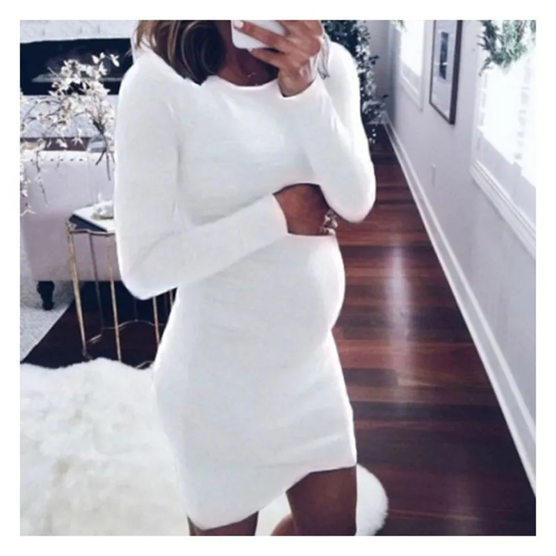 Новинка стройнящие платья больших размеров с длинными рукавами для беременных