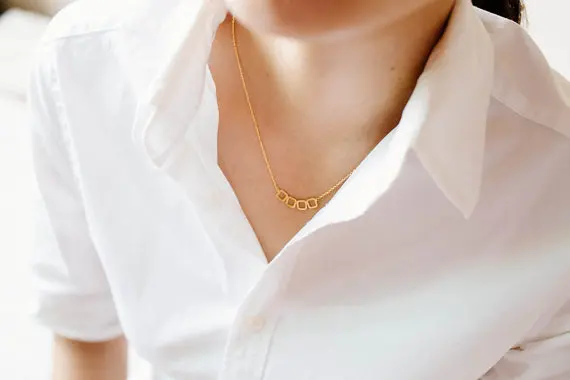 

Fashion four small square pendant necklace