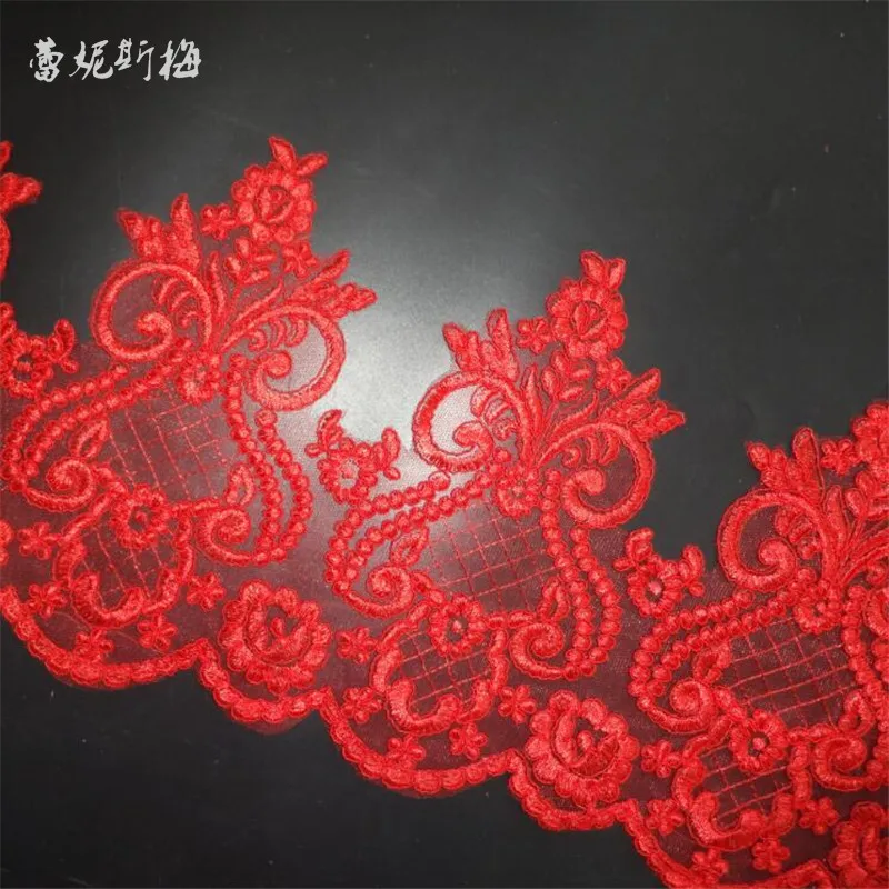 Изящное красное свадебное платье 9 ярдов кординговая Кружевная аппликация