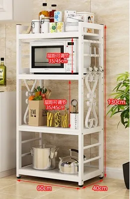 4 Layers length 60cm Многослойные европейские стеллажи для микроволновой печи, Многофункциональные бытовые напольные шкафы для хранения духовки, кухонная стойка - Цвет: 4 Layers length 60cm