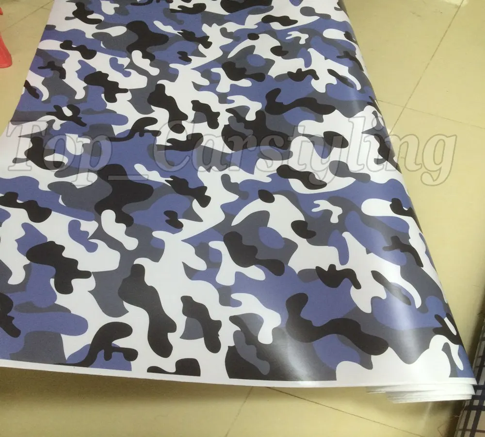Черно белоснежная и синяя камуфляжная виниловая Фольга для стайлинга автомобиля