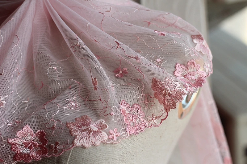 2 года/Лот 20 см широкая французская кружевная ткань вышитая Цветочная фатиновая