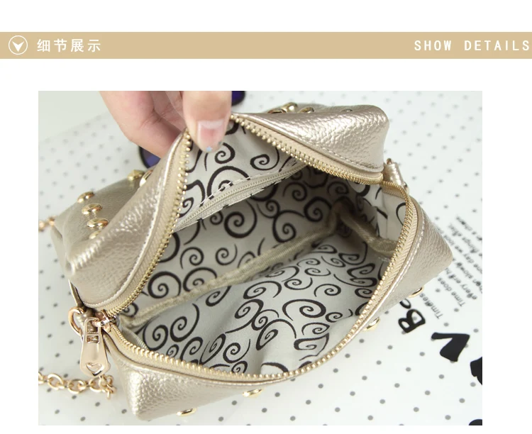 2018 new women's bag Korean fashion rivet ladies chain small shoulder Messenger | Багаж и сумки