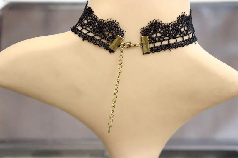 Tassel Summer Jewelry Women Black Lace Choker Necklaces Neckless Maxi Chocker Waterdrop Crystal Necklace for Laides Gift | Украшения и