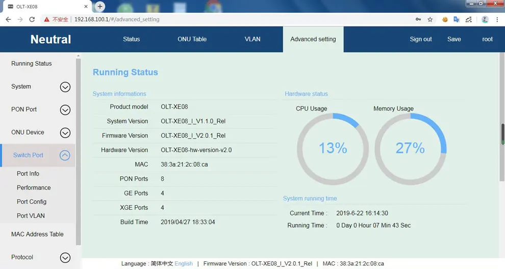 EPON OLT 8PON порты FTTH CATV OLT Перевозчик-класс высокой плотности волоконно-оптический высокое качество 1,25G Профессиональный мини