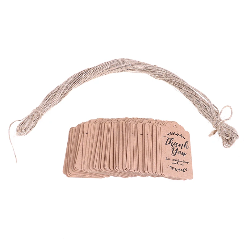 100 шт коричневая крафт-бумага ярлыки для подарков спасибо бумажные бирки