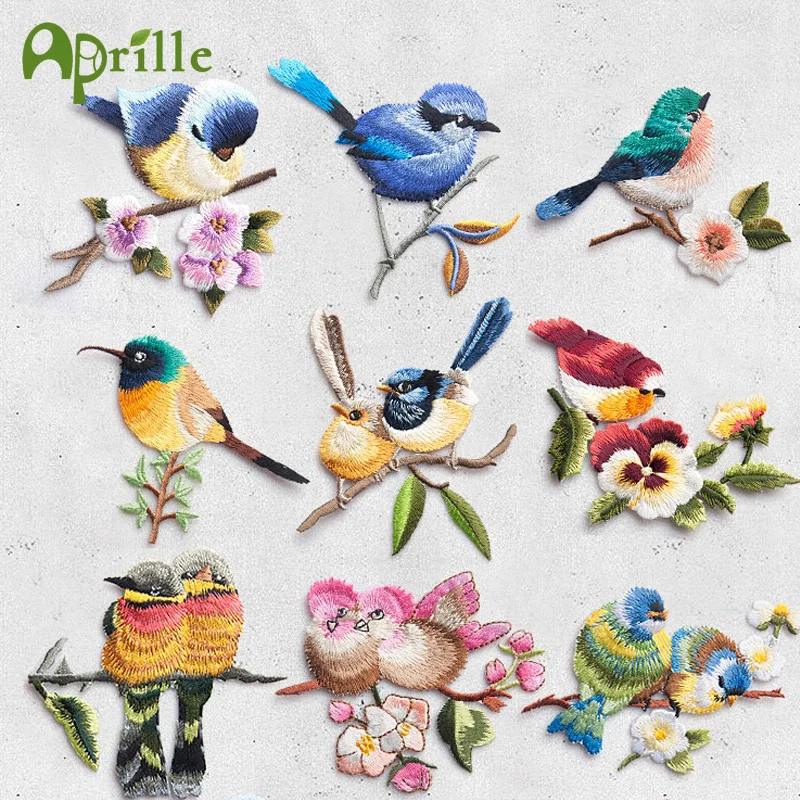 Вышитые птицы с цветочными нашивками Значки для одежды платья аксессуары DIY