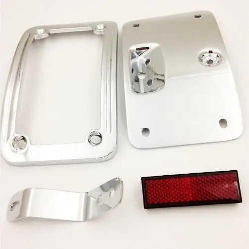 Curved Laydown Number License Plate Mounting Bracket Reflector For Harley Softail Deluxe FLSTN Springer Classic FLSTSC |