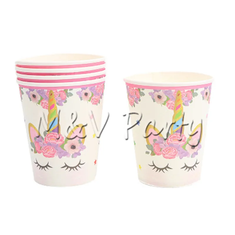 55 шт./лот мультфильм Единорог тема День рождения одноразовые Посуда Набор