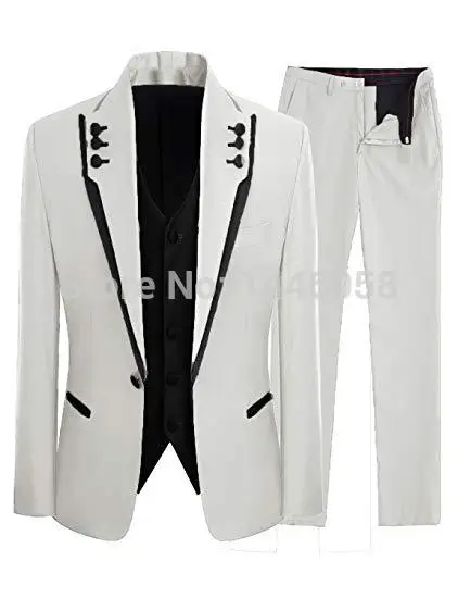 as picture color Slim Fit мужские белые костюмы жениха 3 шт. торжественное платье свадебный мужской костюм набор Мужские свадебные костюмы смокинг для шафера, жениха - Цвет: as picture color