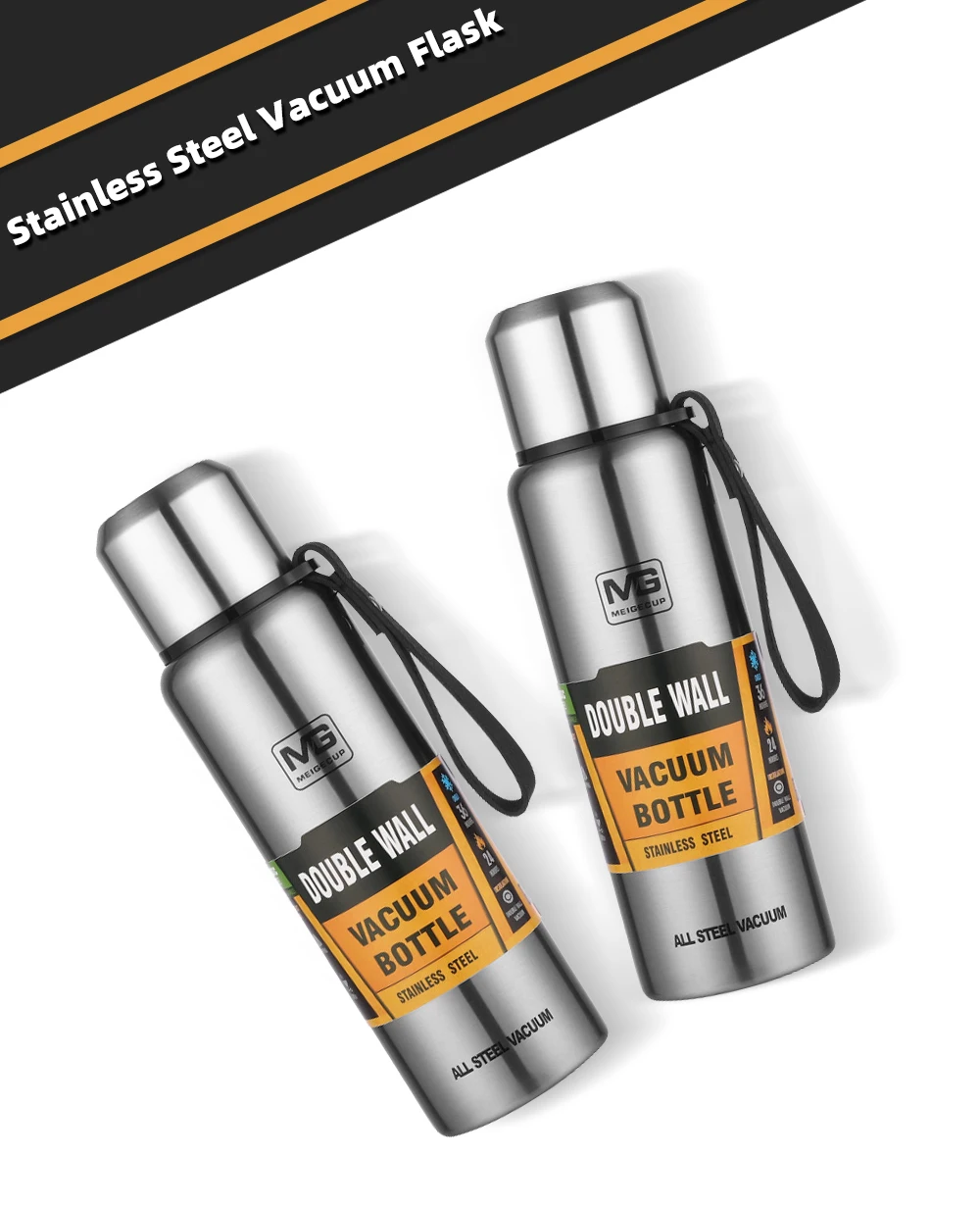 Термосы из нержавеющей стали с двойными стенками, 4 размера, Термокружка для путешествий на открытом воздухе, Термокружка с веревкой, Подарочная Термокружка 500-1500 мл