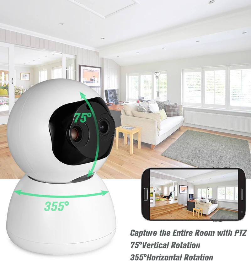 Hebeiros 1080P 2MP зум-объектив Беспроводная облачная IP Wifi камера автоматическое