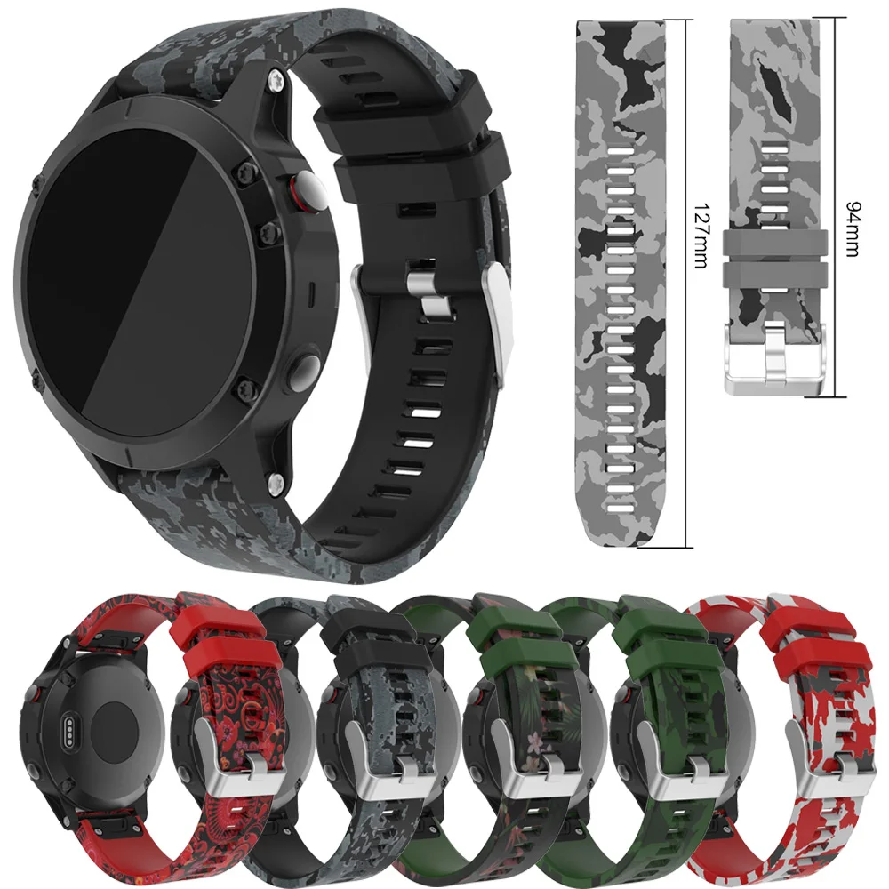 

Camouflage Print Silicone Sport Band Strap For Garmin Fenix 5 / 5 Plus SmartWatch 22mm Replacement Strap Rubber Bracelet Belt