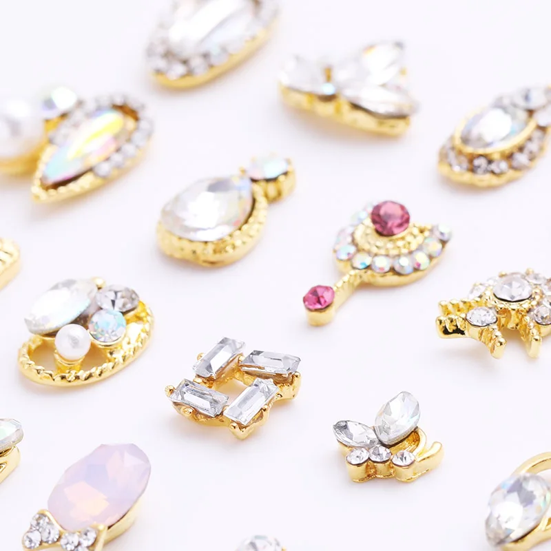 5 шт./упак. Сияющий ногтей Стразы шпильки хрустальные камни красного и зеленого