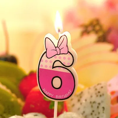 Pink 6 Горячее предложение! свечи с цифрами на день рождения, с изображением Микки и Минни, свечи, Топпер для кексов, тортов на день рождения, поставка украшений для вечеринок - Цвет: Pink 6